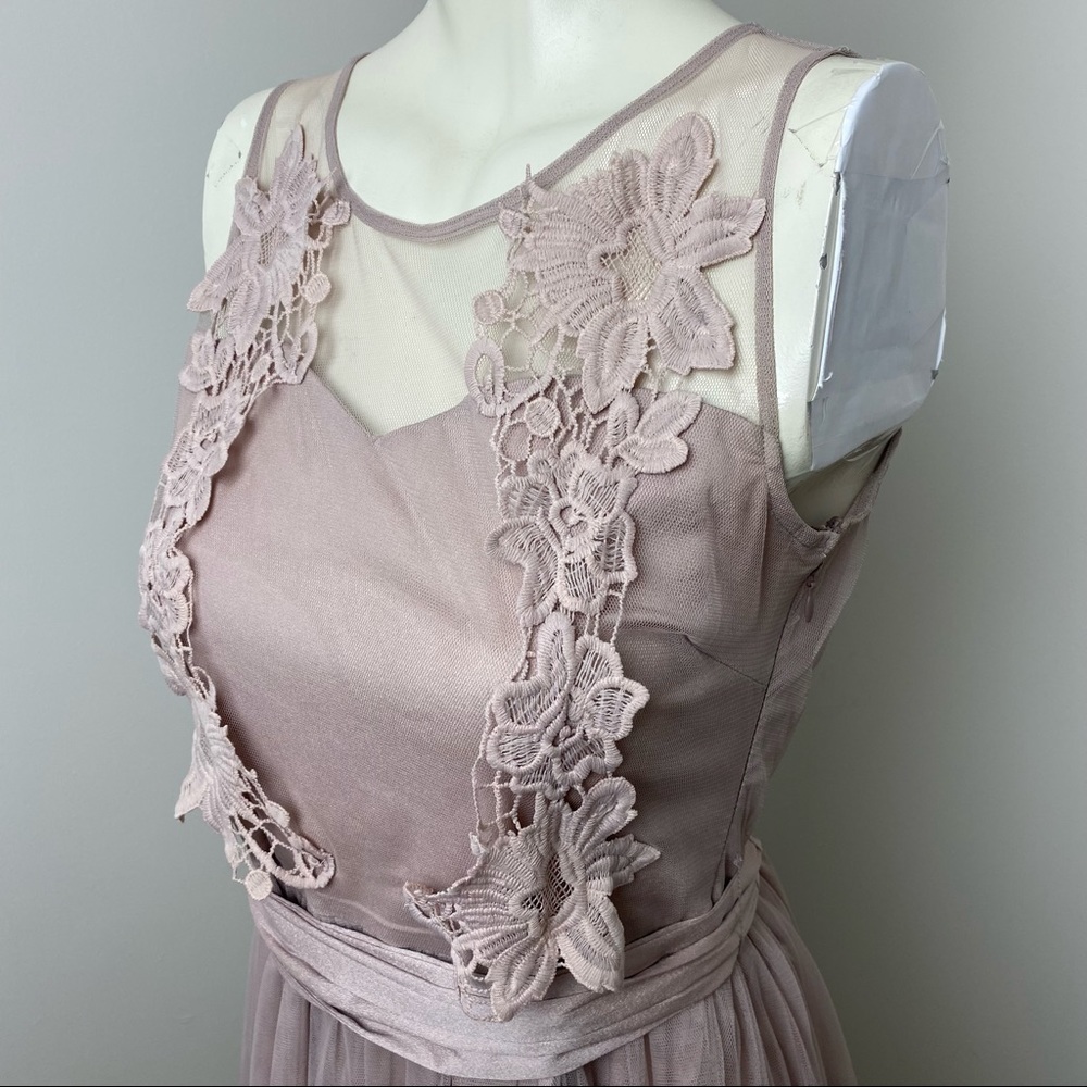 A’Reve Light Lilac Chiffon Floral Lace Dress Sz S - Picture 4 of 11